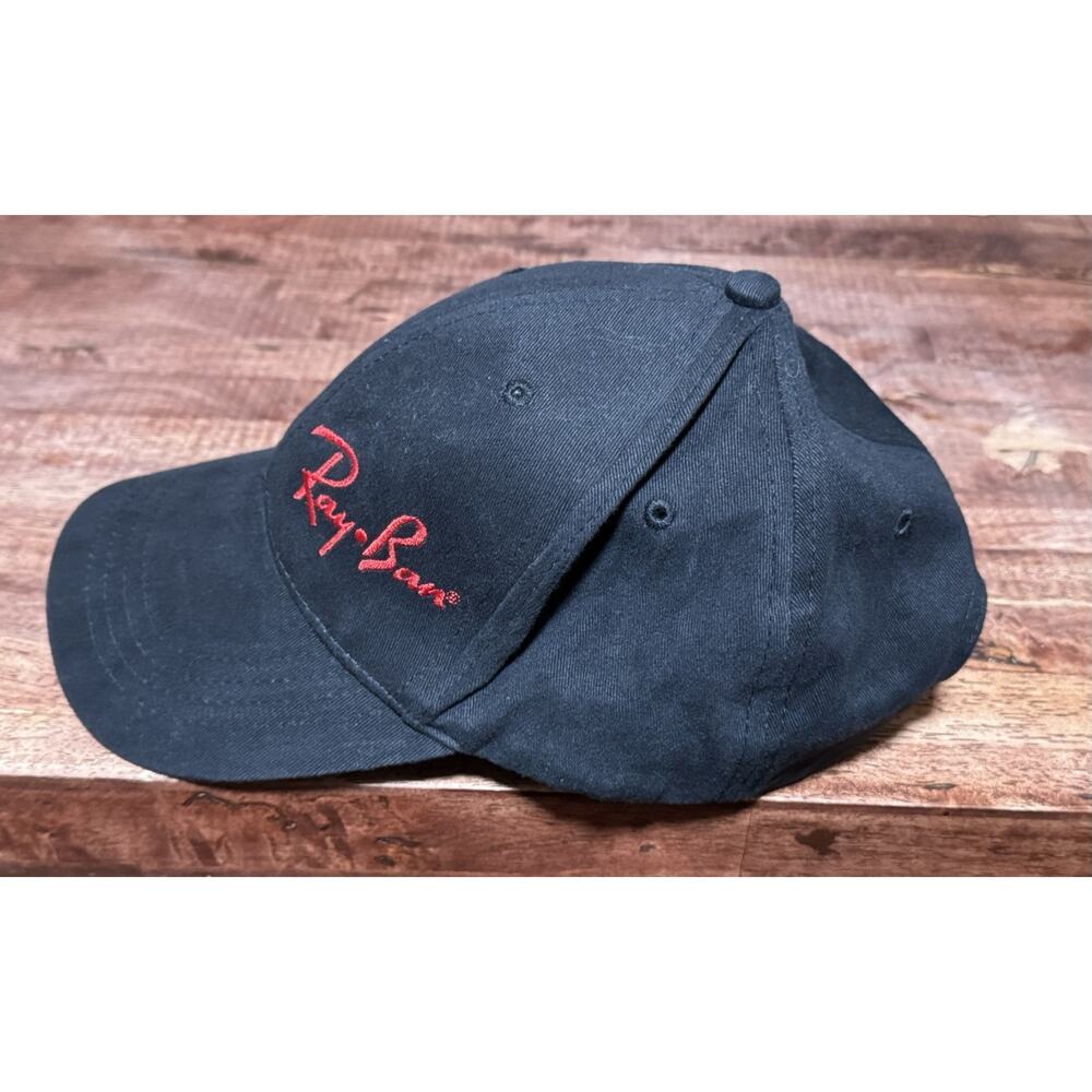Ray Ban Adjustable Black Hat With Red Lettering - Picture 2 of 6